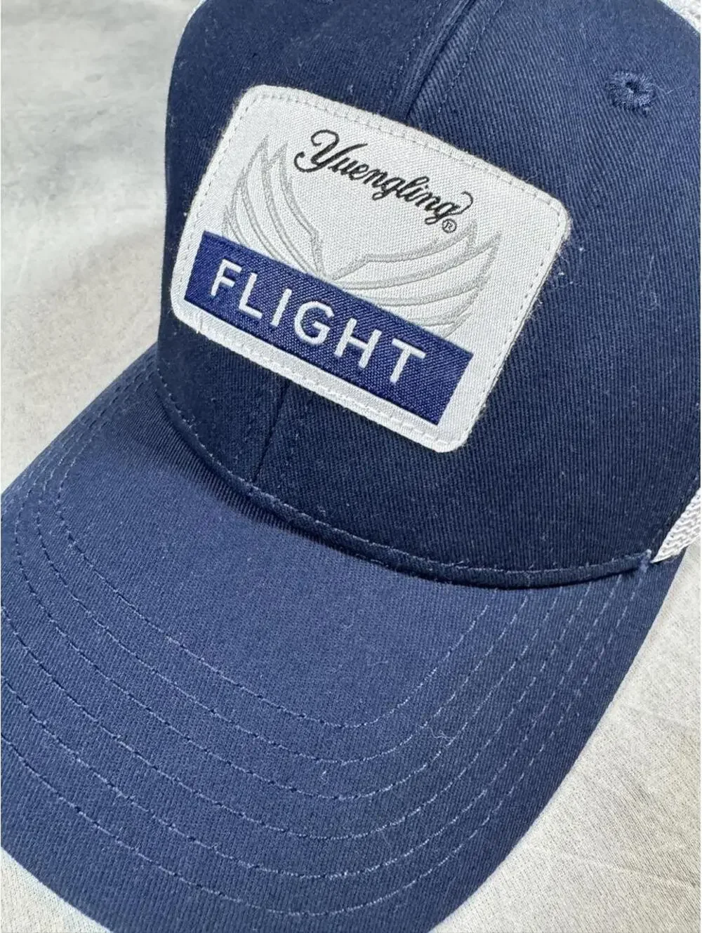 Yuengling FLIGHT Beer Navy White Trucker Hat Mesh Snapback Patch Cap